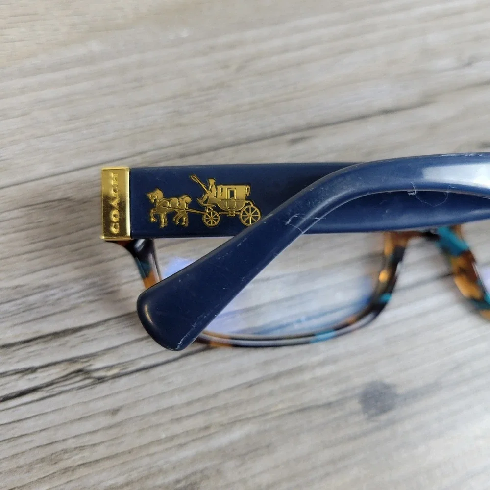 Coach Eyeglass Frames HC 6078 5337 Teal Confetti Tortoise Rectangular 52-16